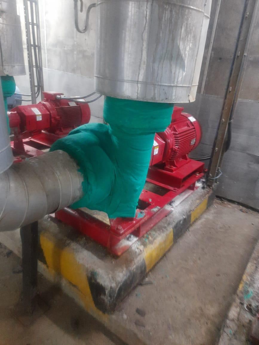 Chilled water pump replacement with insulation wrap