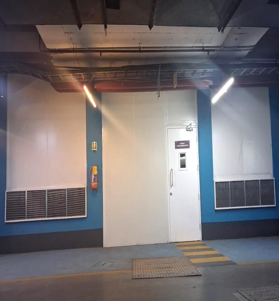 Fire rated door installed at an indoor transformer room